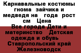 Карнавальные костюмы гнома, зайчика и медведя на 4 года  рост 104-110 см › Цена ­ 1 200 - Все города Дети и материнство » Детская одежда и обувь   . Ставропольский край,Железноводск г.